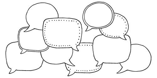 Illustration of a number of speech bubbles superimposed over each other.